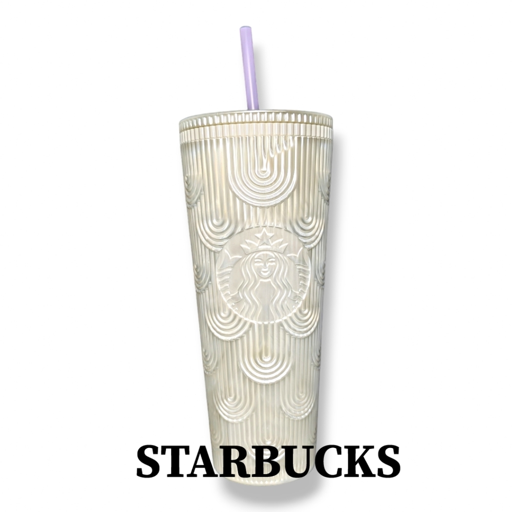 NEW Starbucks White Pearl Shell Mermaid Tumbler 2023